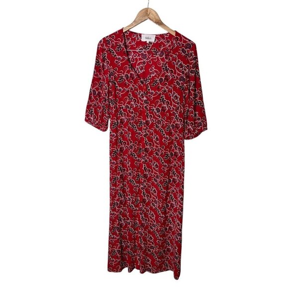 Ba&sh Jazz V Neck MIDI Dress Red 1 1483 - Picture 2 of 8